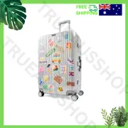 Silver 72cm Trunk Style Hard Case with Stickers – 105L, TSA Lock, Aluminium