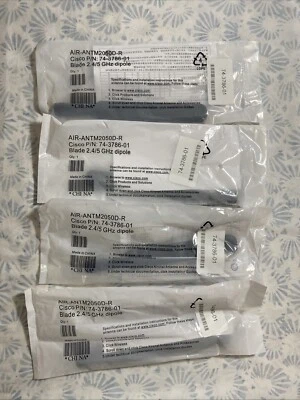 Lot of 4 Cisco 74-3786-01 2.4/5 GHz Dipole Swivel-Mount Antennas AIR-ANTM2050D-R