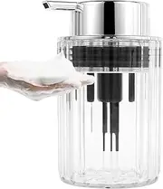 Foaming Soap Dispenser with Pump Refillable Glass Foaming Hand Soap Pump Delicate Foaming Soap Dispenser Clear for Kitchen Bathroom Hand Soap Pump Dispenser for Essential Oil Shampoo (1, Silver)