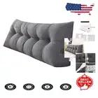 Large Dark Gray Wedge Headboard Pillow with Washable Cover - Full Size Comfort