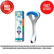 GuruNanda Dual Action Tongue Scraper (1 Pack), 2-in-1 Tongue Scraper & Soft Bris