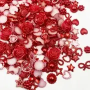 200 X Beads Pearls Resin Half Round Flower Bow Flatback Rhinestones Bead DIY Art