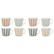 8pc Ecology 260ml Two Stripe Pottery Chalk Coffee/Tea Mugs 9.5x12cm Drinkware