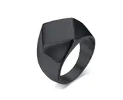 Black Geometric Titanium Steel Simple Men Rings