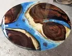 Blue Epoxy Counter Top Table, Round Dining Table, Resin Epoxy Table for Home