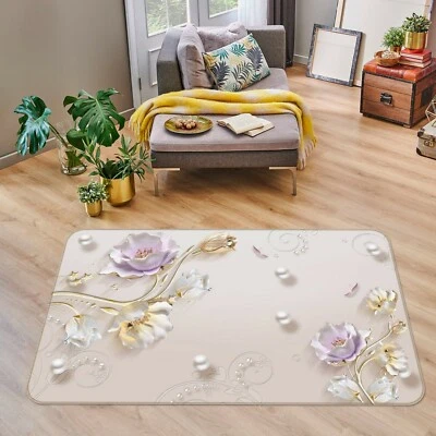3D Purple Flower Pearl NAO7024 Game Rug Mat Elegant Photo Carpet Mat Fay