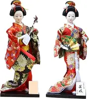 Set 2 Pieces Traditional Japanese Dolls Geisha Girl Geiko Kimono Ancient Doll Home Collection Art Decoration,A1,12 inch/4161 (Color : C13, Size : 12 inch)