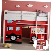 Fire-Truck Bunk Bed - 33H Curtains Premium and Customizable Cartoon Loft Bed