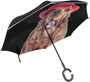 Double Layer Inverted Umbrella Cars Reverse Umbrella English Cocker Spaniel Dog Windproof UV Proof Travel Outdoor Umbrella