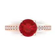 2.21 ct Round cathedral Ruby Stone Promise Bridal Engagement Ring 14k Rose Gold