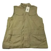 New Aigle Depuis 1853 Mens XXL Khaki Vented Fishing Vest Zip Snap Button