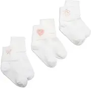 [Jefferies Socks] Baby Girl Collection Appliques, 3 Pack, White