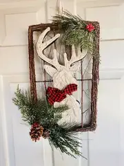 Woven Deer Rustic Christmas Wall Hanging