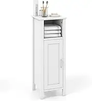 Giantex Bathroom Floor Cabinet w/Single Door & Adjustable Shelf, Avoid Tipping Over & Wobbling, Tall Bathroom Cupboard Toilet Storage Organizer, Living Room, Laundry, White, 80cm