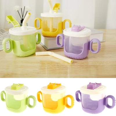 Baby Sippy Cup 300ml Baby Straw Cup with Silicone Straw and Double Handle pagLr