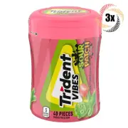 3x Bottles Trident Vibes Sour Patch Kids Watermelon Flavor Gum | 40 Pieces Each