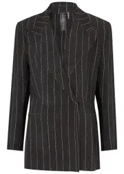 Norma Kamali Striped Stretch-jersey Blazer - Black - S (UK8-10 / S) S (UK8-10 / S)