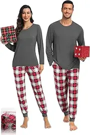 [YOPUGEE] Couple Matching Plaid Pajama Set Christmas Pjs for Men Women Long Sleeve Sleepwear Lounge Set With Pockets S-2XL