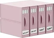 [TAHAVICE] 4 Pack Bed Sheet organiser and Storage, Foldable Bedsheet Organizer for Linen Closet, Sheet Set Organiser with Window XL (Queen & King Size) Organizing Bedding Container Box, Pink