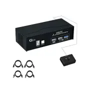 CKLau USB 3.0 2 Port Displayport KVM Switch 2 Monitor 2 Computers 4K60Hz 2K14...