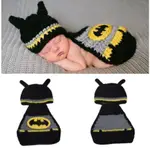 新生嬰兒攝影道具針織嬰兒蝙蝠俠服裝萬聖節嬰兒服裝