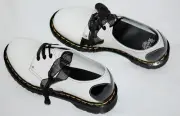 Dr. Marten's 1461 WHITE+BLACK HEARTS SMOOTH & PATENT LEATHER SHOES US Size 8