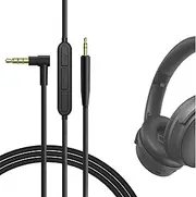 Geekria Audio Cable with Mic Compatible with Bose QuietComfort Ultra, QCSE, QC45, QC35II, QC35 Headphones, 3.5mm to 2.5mm Replacement Stereo Cord with Inline Microphone (4 ft/1.2 m)