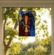 Horse Portrait Tiffany Style Stained Glass Hanging Window Panel Suncatcher 8x13