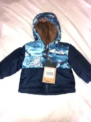 NWT"S THE NORTH FACE Reversible Mt Chimbo Full Zip Shady Blue Jacket Baby 3 Mo