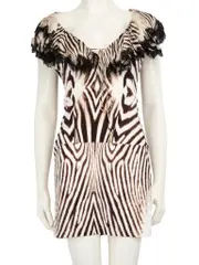 Zebra Pattern Lace Trim Dress