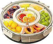 Divided Serving Tray with Lid - Portable Snack Organizer, Multi-Purpose Food Platter for Charcuterie, Veggie, Fruit, Perfect for Outdoor Party, Travel, Beach Picnic Essentials