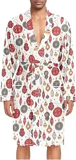 [ZZXXB] Merry Christmas Balls Mens Sleepwear Robe Lightweight Nightgown Long Sleeves Spa Bathrobe with Pockets M-XL