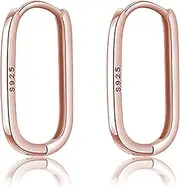 [Reffeer] Solid 925 Sterling Silver U Hoop Earrings for Women Teens Minimalist Square Hoop Earrings U Huggie Earrings