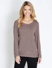 Rockmans Long Sleeve Stripe Top