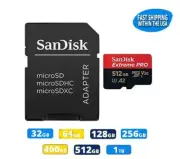 Sandisk Extreme Pro MicroSD Card w/Adapter 32GB 64GB 128GB 256GB 512GB 1TB
