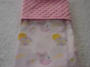 You Are My Sunshine Cotton Front Pink Minky Reversible Baby Blanket Handmade