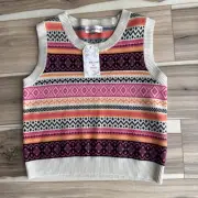 Willow & Wind Womens Sleeveless Knit Sweater Vest Size L Fair Isle Preppy NWT