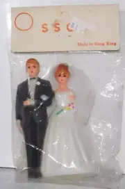 VTG 70's Wedding Bride Groom Cake Topper Decoration Vintage SSCO Hong Kong NEW