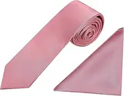 [Jenson Samuel] Shirts Mens Formal Premium Tie Hanky 100% Silk Set Striped Paisley Wedding Pocket Square/Handkercief & Tie Sets, Dusky Pink, One size