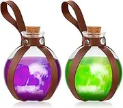 Patelai 2 Pcs Glass Potion Bottles Belt with Cork Renaissance Witch Costume Accessories Witch Props Spherical Potion Bottle for Cosplay Party DIY Crafts Halloween Decoration(Brown)