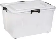 Seymours 80L Super Seal Storage Box with Wheels – Stackable Container with Sealed Lid for Secure, Dustproof, Waterproof Storage of Clothes, Tools, Toys, Documents, Seasonal Items, and More
