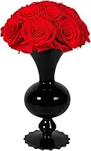 JoyFlower Preserved Flowers Vase Glass Decor, Eternal Flower Vases for Centerpieces, Glass Vases for Flower Decorations for Party Home Wedding Table Living Room Bedroom, Glass Flower Vase House Decor