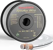 HANNLINTE 12AWG Speaker Wire Cable (100 Feet) - 12 Gauge Enhanced CCA Copper Clad Aluminum Audio Speaker Wire Cable Great Use for Home Theater Speakers, Car Speakers, Surround Sound (White)