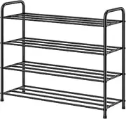[FANHAO] 4-Tier Shoe Rack, 100% Stainless Steel Shoe Shelf Storage Organizer 12 Pairs for Bedroom, Closet, Entryway, Dorm Room, 68 x 26 x 65cm (Matte Black)