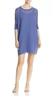 Eileen Fisher Silk Blue Cocoon Dress NWT $298 SMALL PETITE