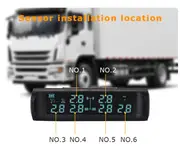 Solar Truck TPMS Tire Pressure Monitor 6 External Sensor LCD Display Car Tire Pressure Monitoring Tyre Temperature Alarm System 4 Sensor Kit