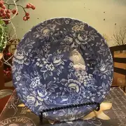 Table Mates by Nikko~Flat Soup Bowl~Blue Transferware~”Rose Splendor” #739 Blue~