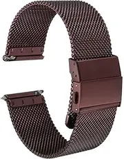 sourcing map Stainless Steel Mesh Watch Band Quick Release Metal Watch Strap Adjustable Fold Clasp Replacement Bands