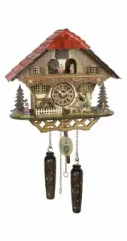 Quartz Cuckoo Clock Black forest house with music, moving.. TU 4240 QMT HZZG NEW
