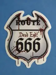 Music Sticker ~ ROUTE 666 DEAD END ~ Devil's Haunted Highway Street Sign